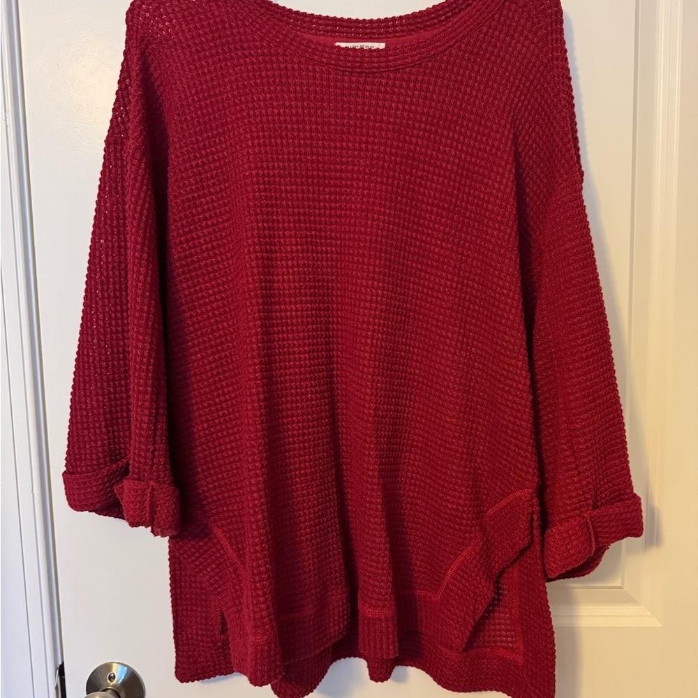 Umgee Deep Red Knit Top